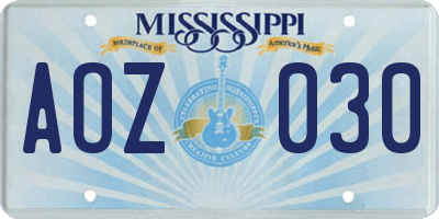 MS license plate AOZ030
