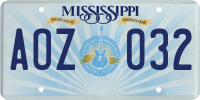 MS license plate AOZ032