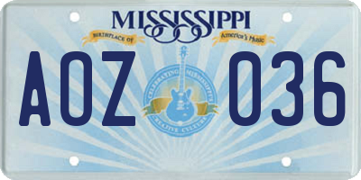 MS license plate AOZ036