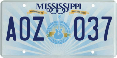 MS license plate AOZ037