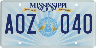 MS license plate AOZ040