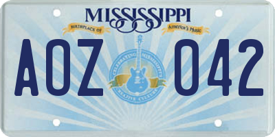 MS license plate AOZ042