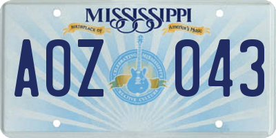 MS license plate AOZ043