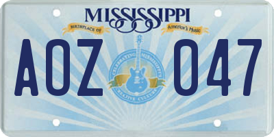 MS license plate AOZ047
