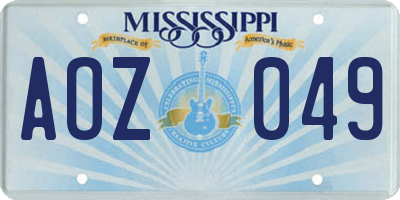 MS license plate AOZ049
