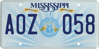 MS license plate AOZ058