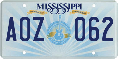 MS license plate AOZ062