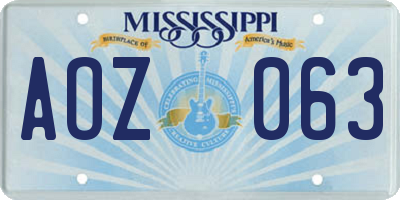 MS license plate AOZ063