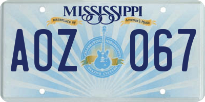 MS license plate AOZ067