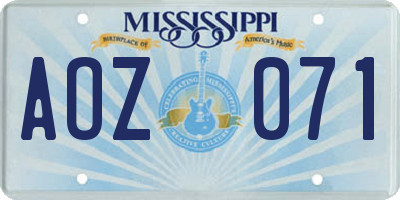 MS license plate AOZ071