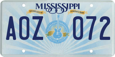 MS license plate AOZ072