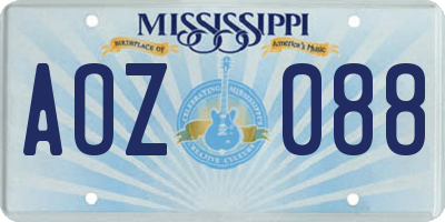 MS license plate AOZ088