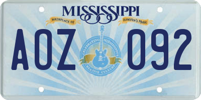 MS license plate AOZ092