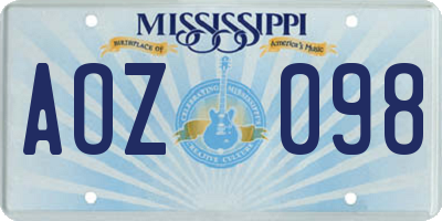 MS license plate AOZ098