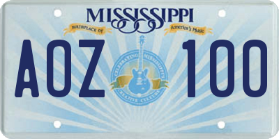 MS license plate AOZ100