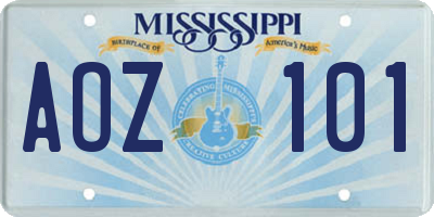 MS license plate AOZ101