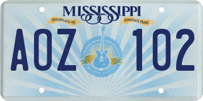 MS license plate AOZ102