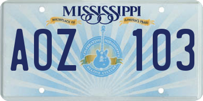 MS license plate AOZ103