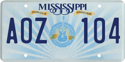 MS license plate AOZ104