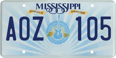 MS license plate AOZ105