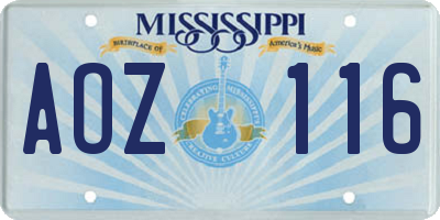 MS license plate AOZ116