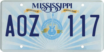 MS license plate AOZ117