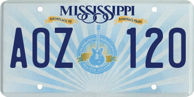 MS license plate AOZ120