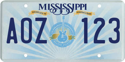 MS license plate AOZ123