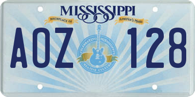 MS license plate AOZ128