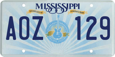 MS license plate AOZ129