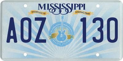 MS license plate AOZ130