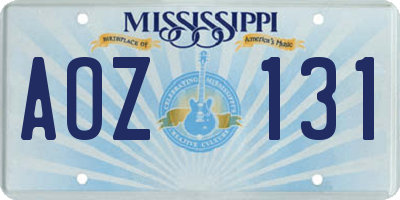 MS license plate AOZ131