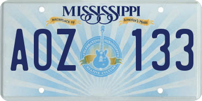 MS license plate AOZ133