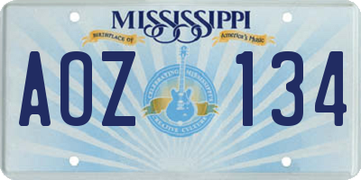 MS license plate AOZ134