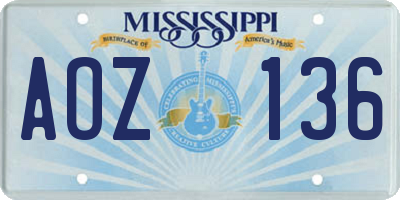 MS license plate AOZ136