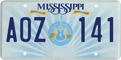 MS license plate AOZ141