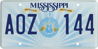 MS license plate AOZ144