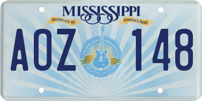 MS license plate AOZ148