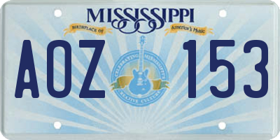 MS license plate AOZ153
