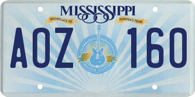 MS license plate AOZ160