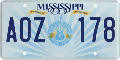 MS license plate AOZ178