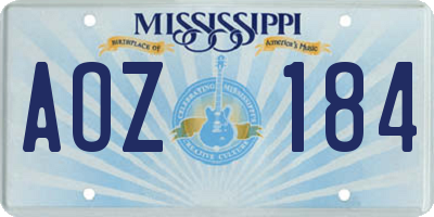 MS license plate AOZ184