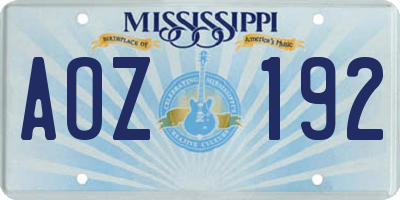 MS license plate AOZ192