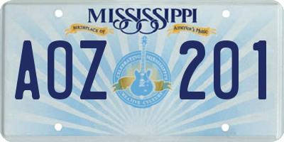 MS license plate AOZ201