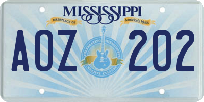 MS license plate AOZ202