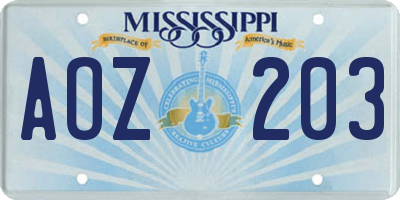 MS license plate AOZ203