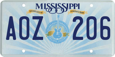 MS license plate AOZ206