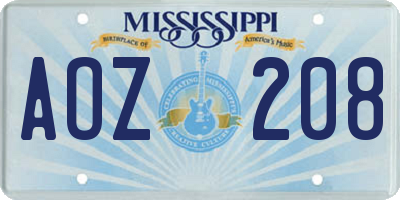 MS license plate AOZ208