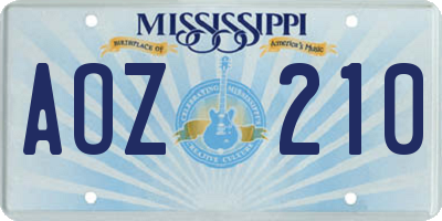 MS license plate AOZ210