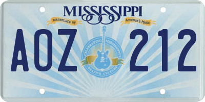 MS license plate AOZ212